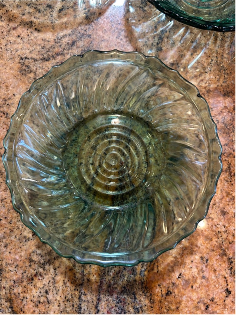 Jeannette Glass Company Ultramarine Green Swirl Serveware Bowl Set of 6